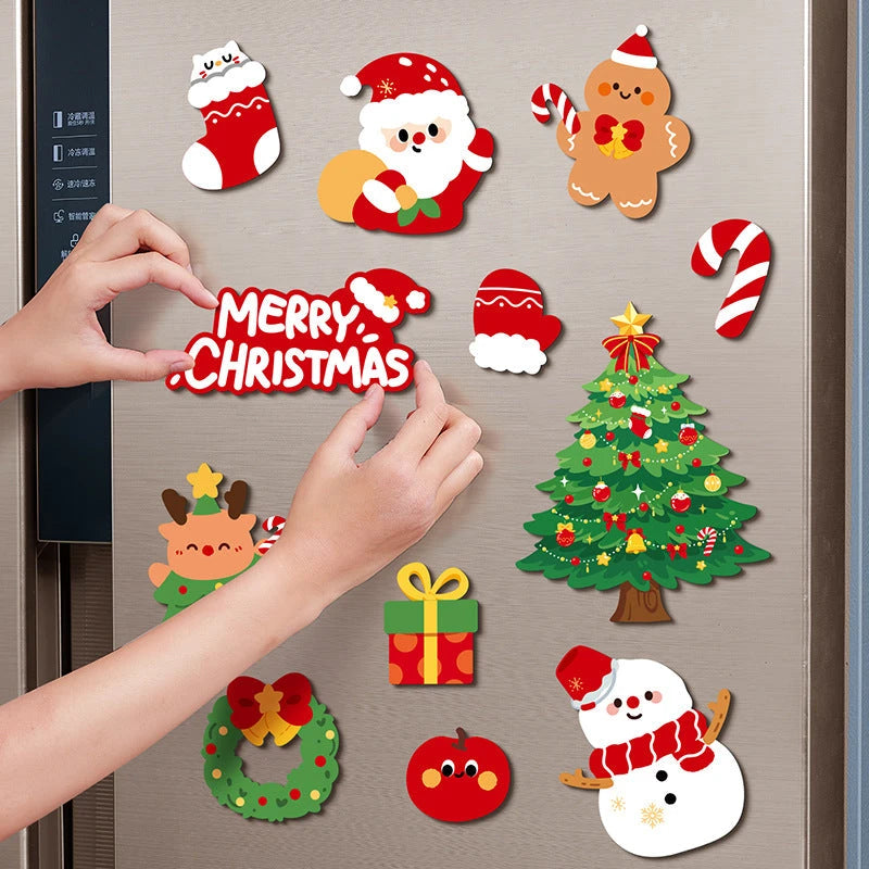 Creative Paper Christmas Tree Magnetic Refrigerator Stickers Holiday Decoration