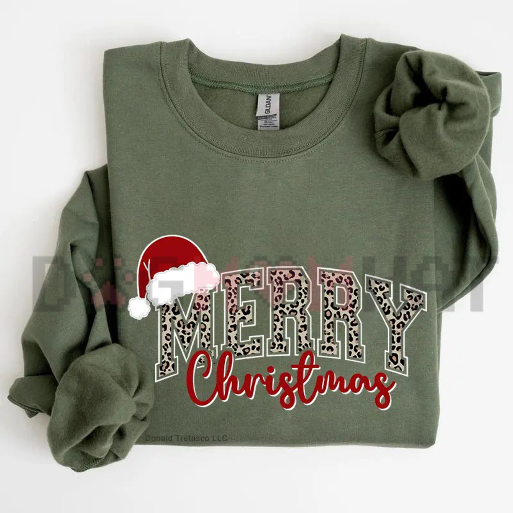 Merry Christmas Buffalo Plaid Graphic Sweatshirt - Vintage Holiday Cozy Soft Cotton Unisex Xmas Family Gift Pullover