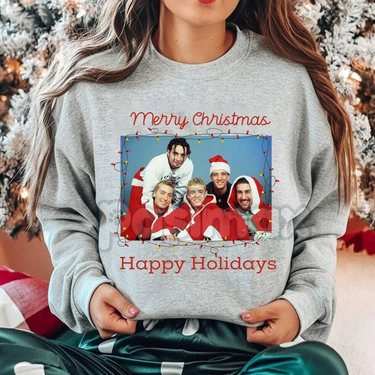 Ugly NSYNC Christmas Sweatshirt | 90s Boy Band Holiday Jumper | Retro NSYNC Merry Christmas Crewneck | Tacky Pop Star Xmas Gift