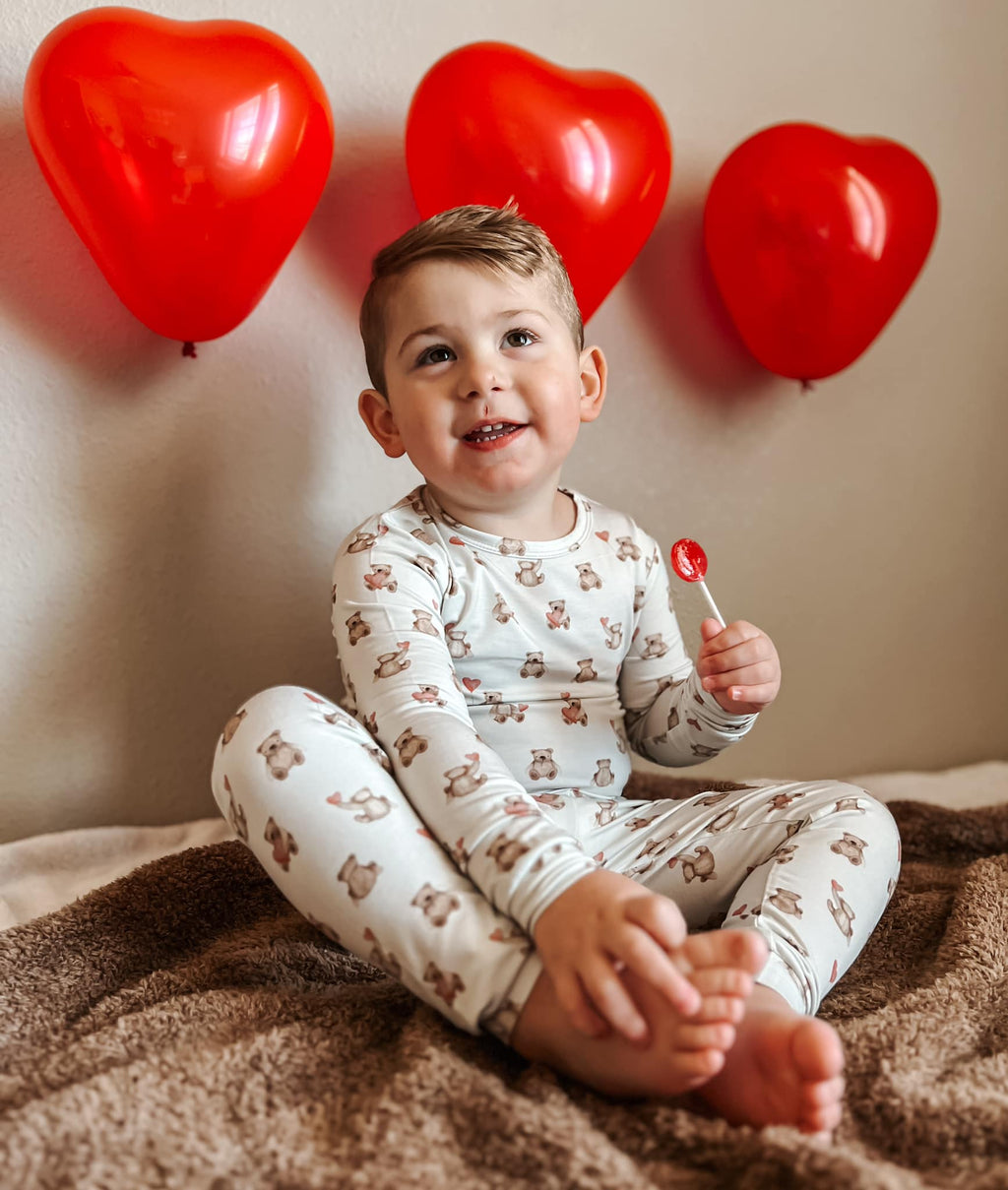 Valentines Teddy Bear 2pc Bamboo Pajamas