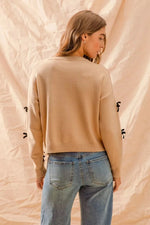 Ribbon Bow Applique Sweater