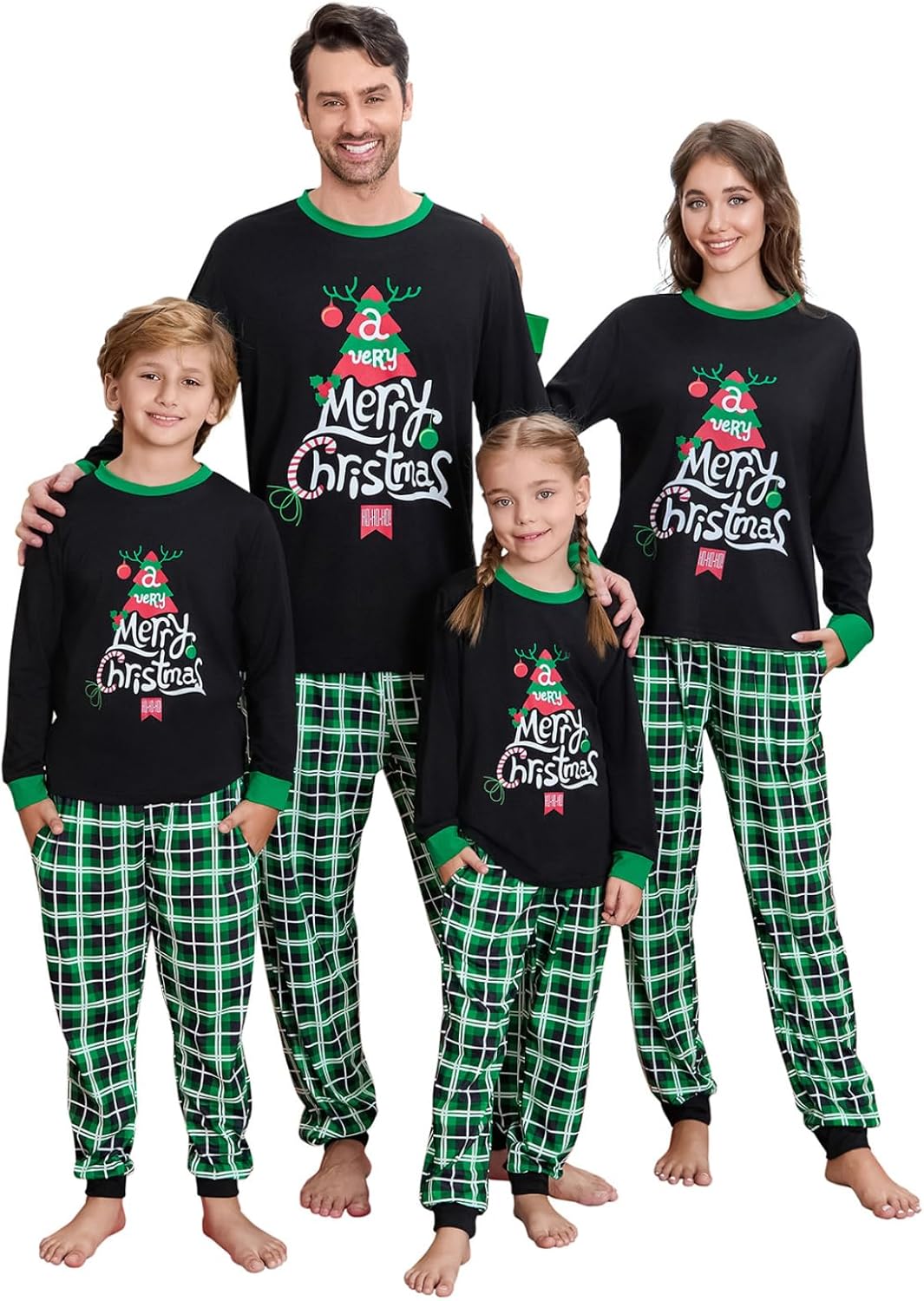 VS&LLWQ Family Christmas Pjs Matching Sets Christmas Pajamas for Family Christmas Elf Pjs Holiday Xmas Jammies Set