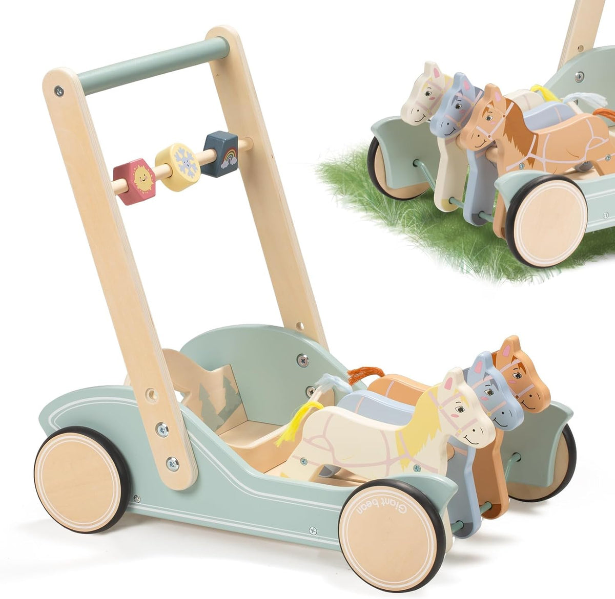 Wooden Galloping Ponies 2-in-1 Push & Pull Learning Walker