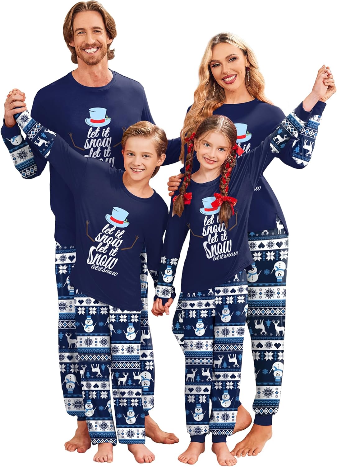Ekouaer Family Christmas Pajamas Matching Sets Soft Long Sleeve Couple Pjs Xmas Sleepwear Holiday Lounge Set