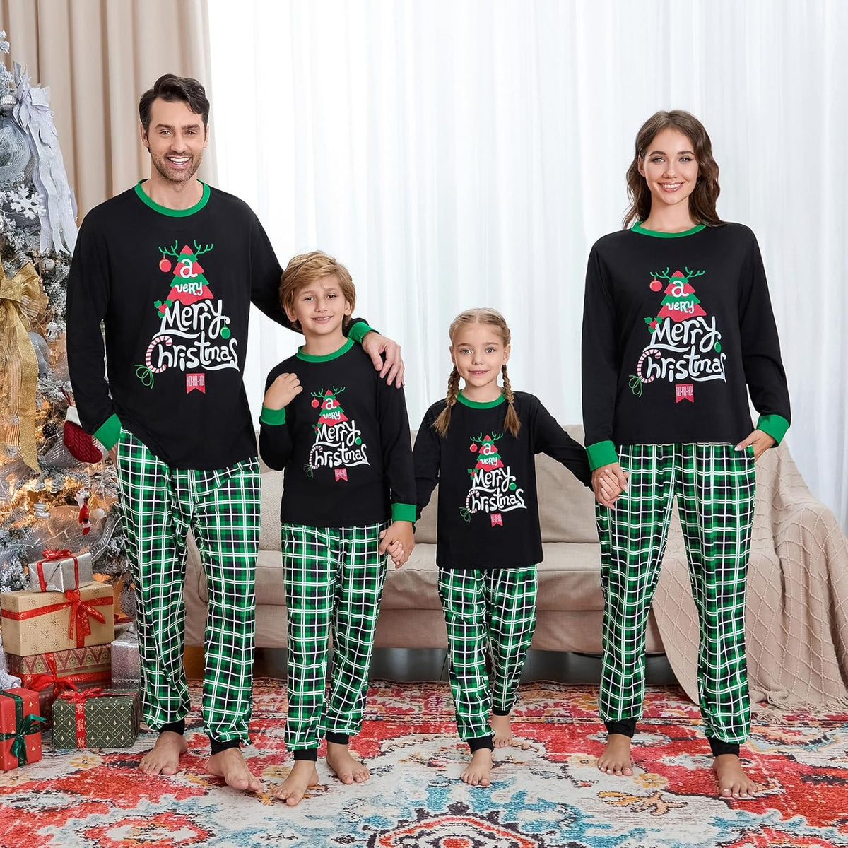 VS&LLWQ Family Christmas Pjs Matching Sets Christmas Pajamas for Family Christmas Elf Pjs Holiday Xmas Jammies Set