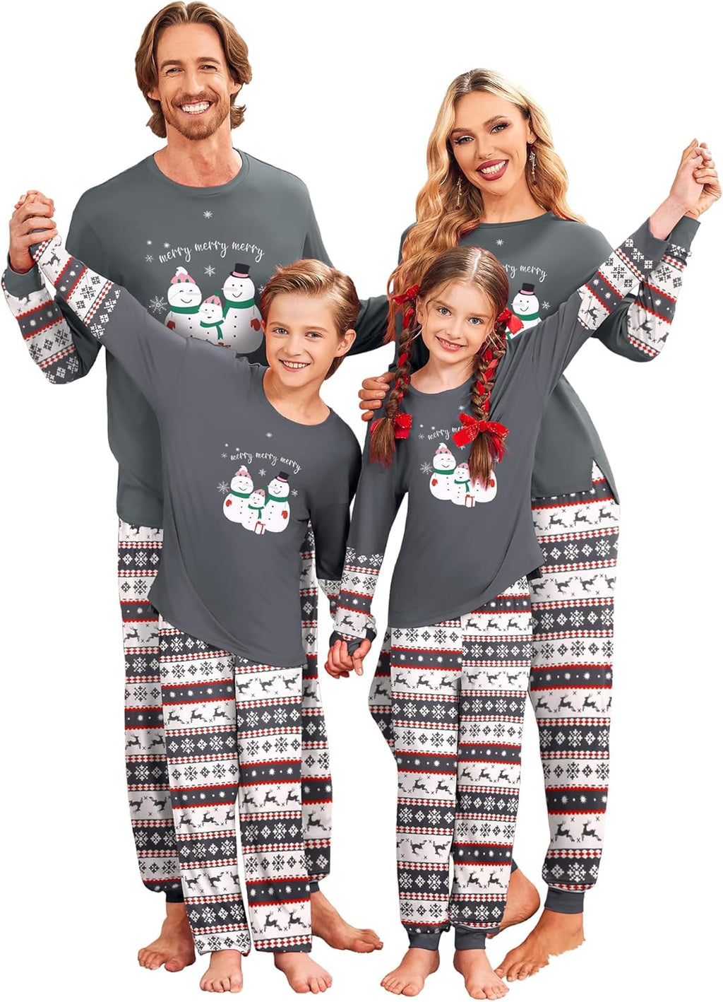 Ekouaer Family Christmas Pajamas Matching Sets Soft Long Sleeve Couple Pjs Xmas Sleepwear Holiday Lounge Set