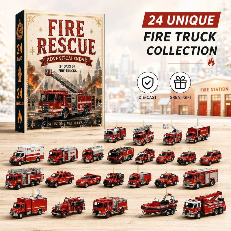 Fire Rescue Truck Christmas Countdown Blind Box Ornament