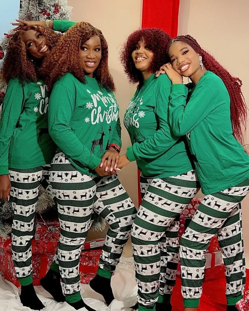 Family Matching Christmas Elk Pajamas Set