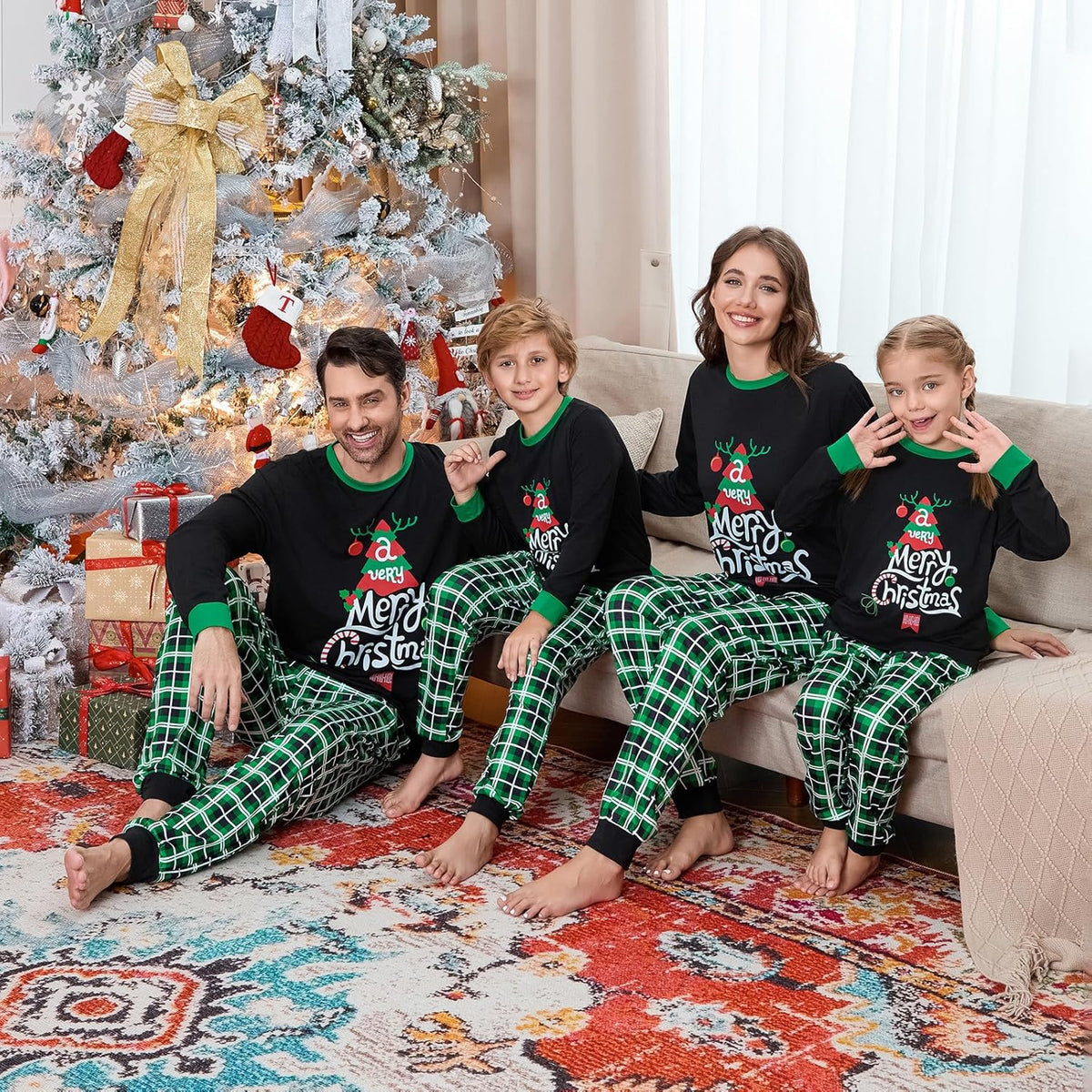 VS&LLWQ Family Christmas Pjs Matching Sets Christmas Pajamas for Family Christmas Elf Pjs Holiday Xmas Jammies Set
