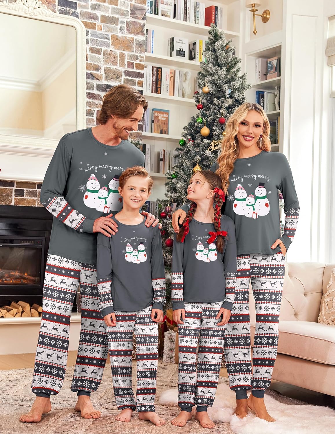 Ekouaer Family Christmas Pajamas Matching Sets Soft Long Sleeve Couple Pjs Xmas Sleepwear Holiday Lounge Set
