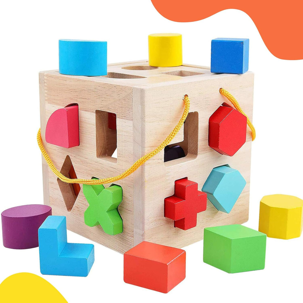 Drop Match Learn Wooden Shape Sorter for Toddlers Ages 2+