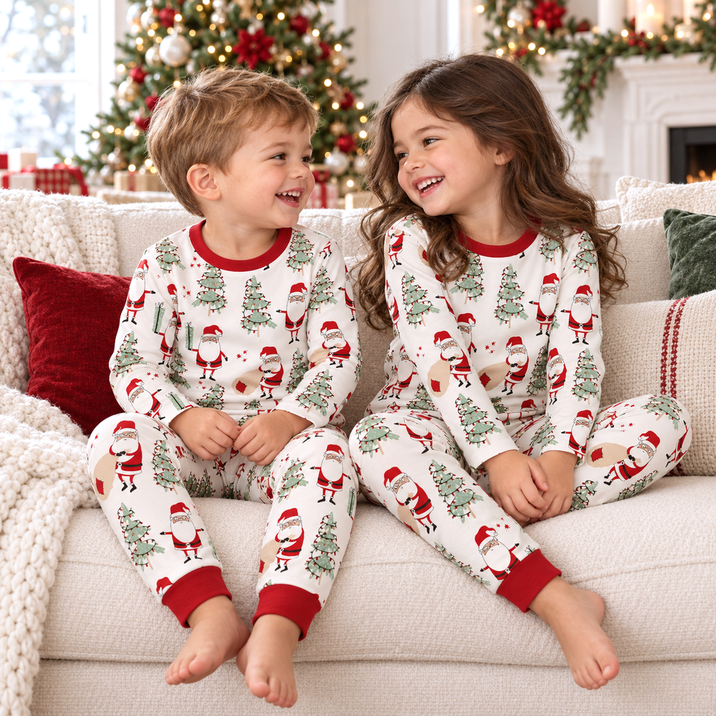 Christmas Santa Kid's Bamboo Pajama Set - Family Matching