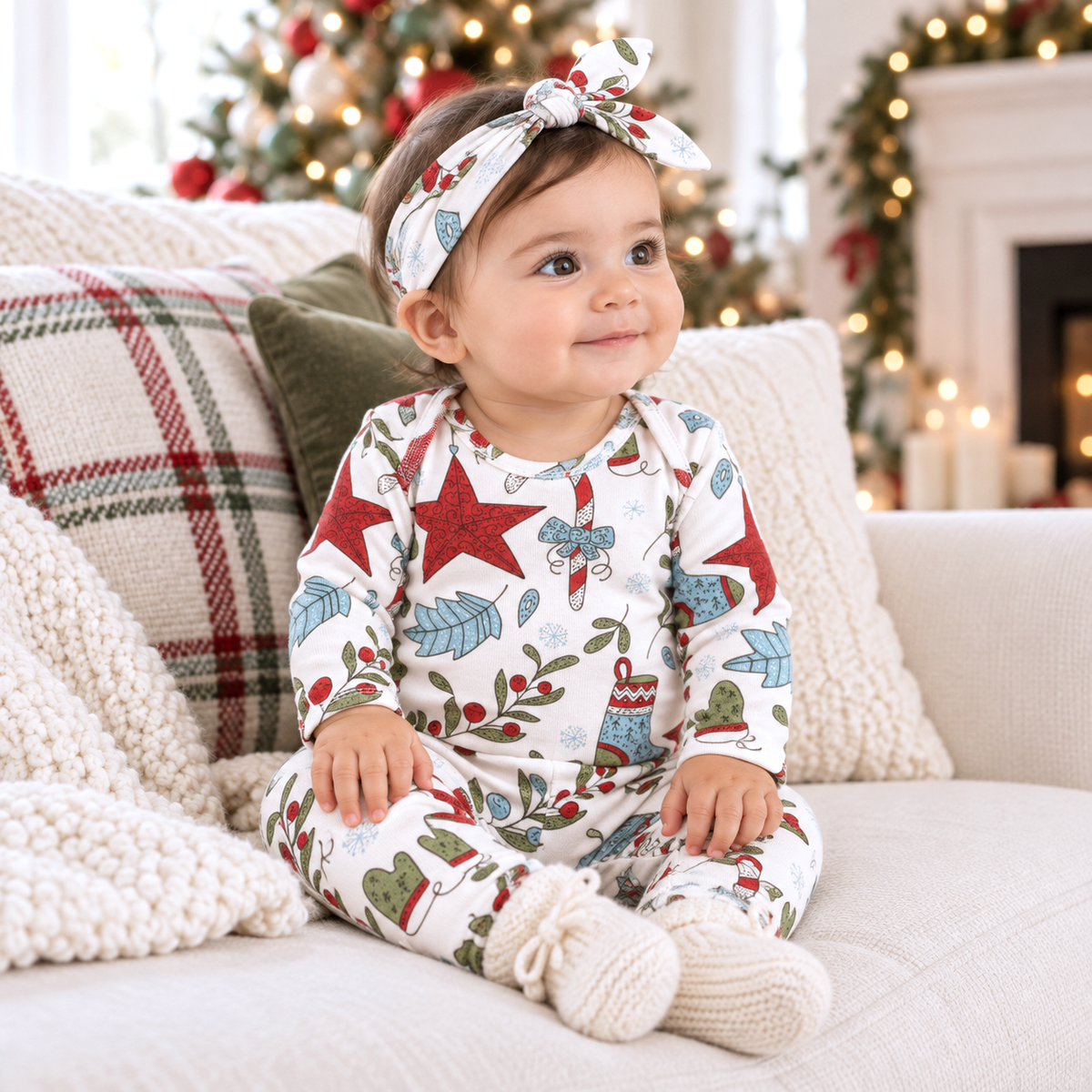 Baby's Christmas Fancy Bamboo Romper