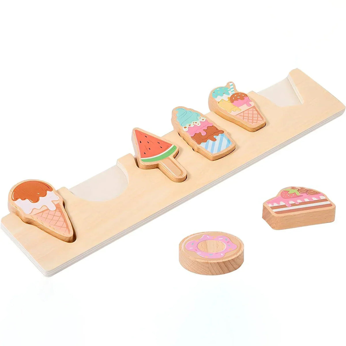 Wooden Toy Ice Cream & Cake – Pretend Play Kitchen for Toddlers