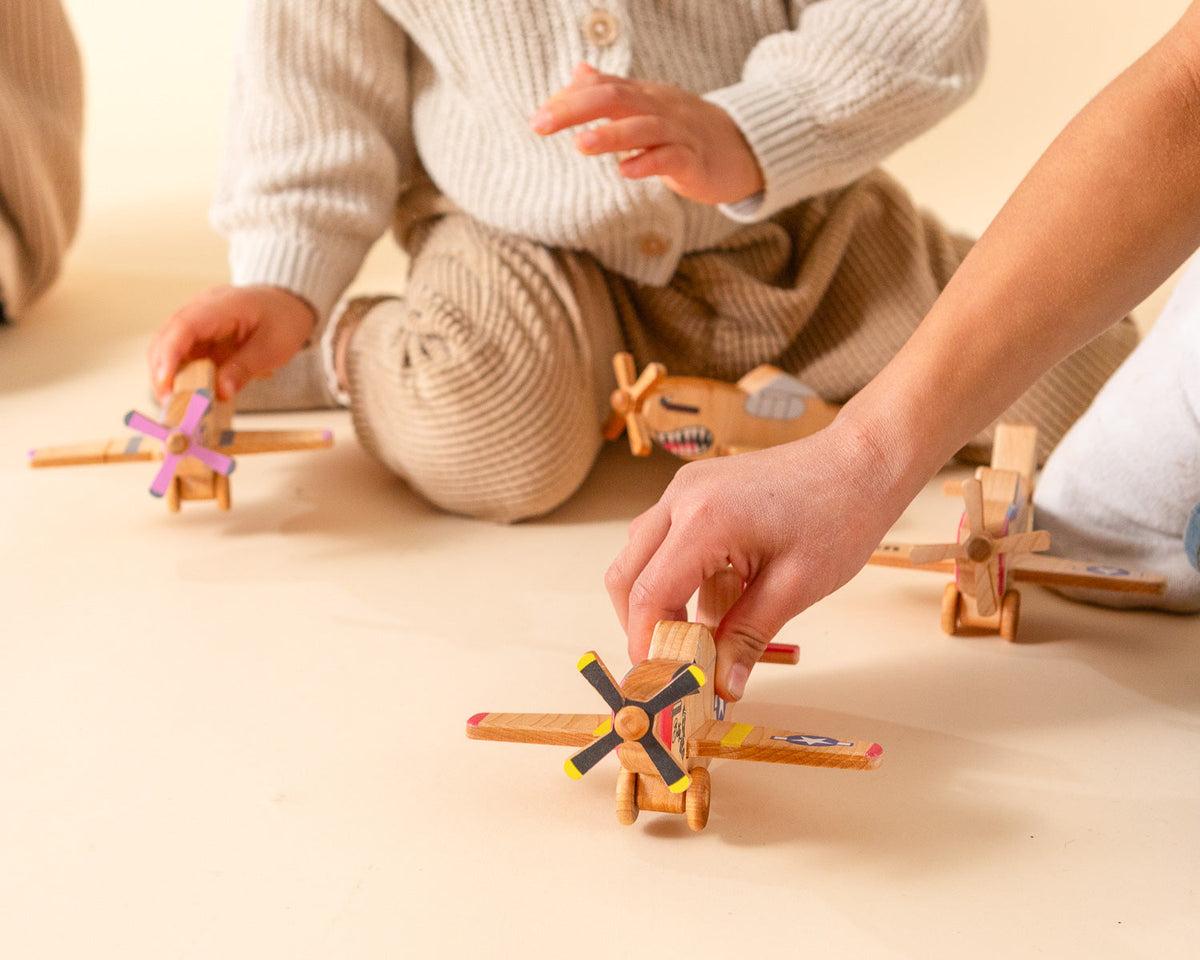 WWII Classic P-51 Mustang Wooden Toy Airplane | Educational Montessori | Eco-Friendly Hardwood | Made in the USA 🇺🇸