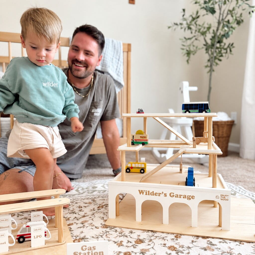 Wooden Gas Station Toy