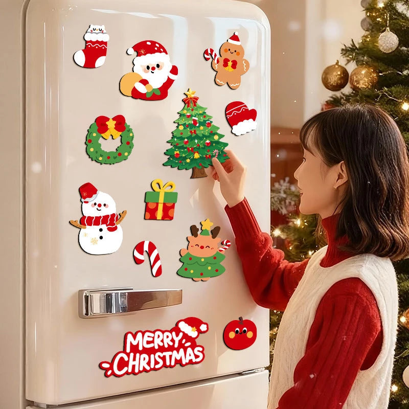 Creative Paper Christmas Tree Magnetic Refrigerator Stickers Holiday Decoration