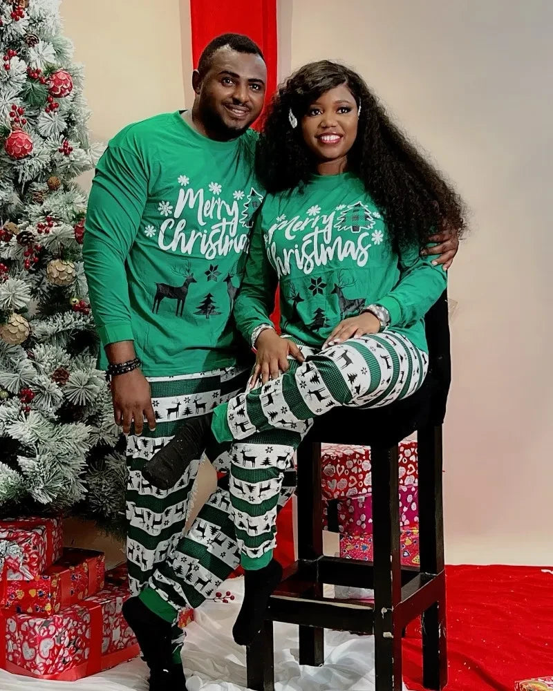 Family Matching Christmas Elk Pajamas Set